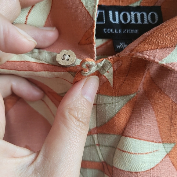 V Uomo Collezione Men's  100%Silk  Button Down Shirt Size XL - Picture 3 of 7